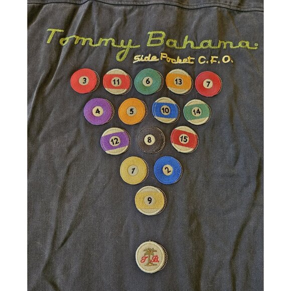 Tommy Bahama Shirt L Side Pocket C.F.O. Silk Embroidered Pool Rack Billiards - Picture 7 of 14